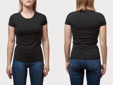 kolaj genç kadın beyaz bir t-shirt üzerine beyaz izole kopya alanı ile pamuk
