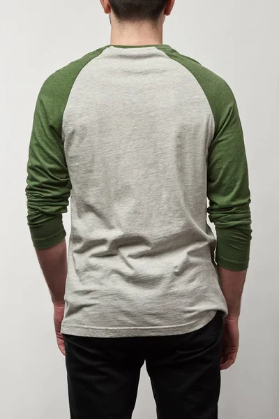 Back View Man Raglan Sleeve Baseball Shirt Copy Space Isolated — Stock Photo, Image