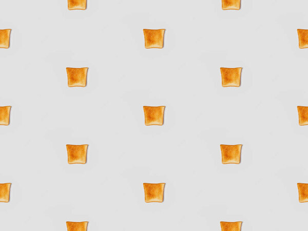  collage of grilled crispy toasts on grey background, seamless background pattern