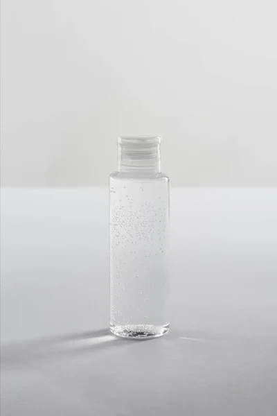 Transparent Cosmetic Bottle White Background Copy Space — Stock Photo, Image