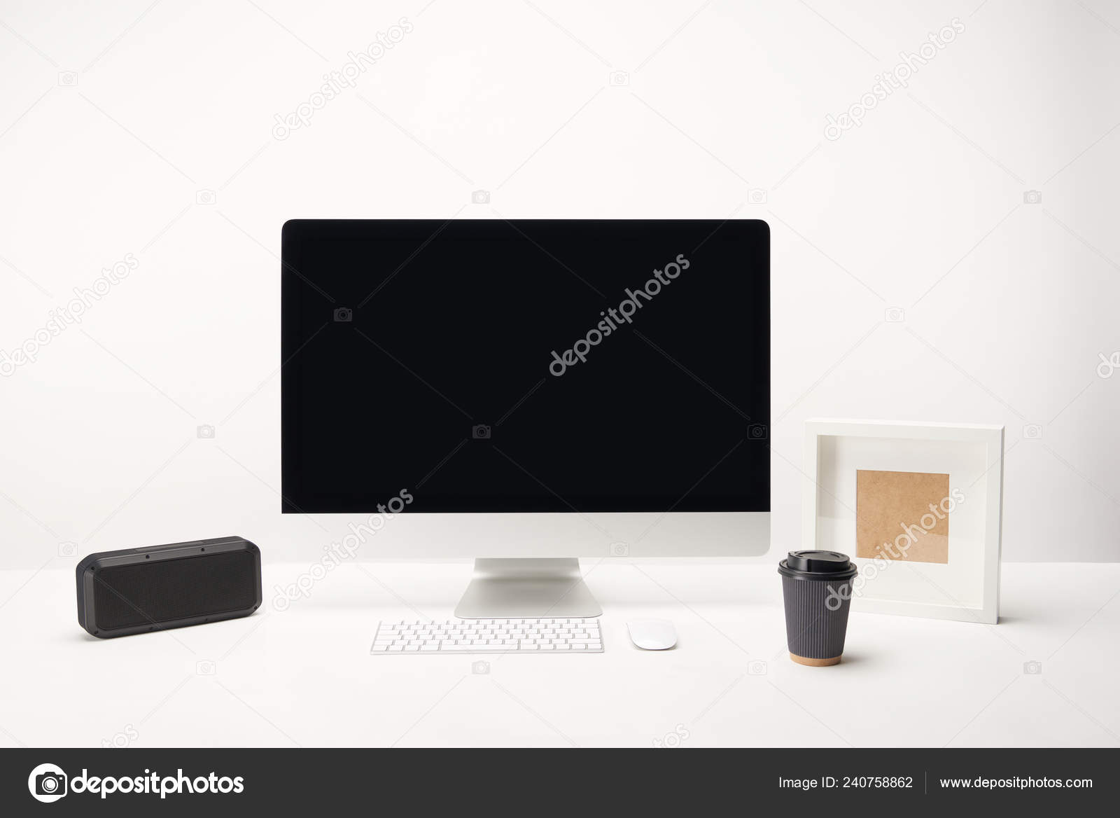 Workplace Coffee Portable Speaker Desktop Computer Copy Space