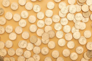 Top altın sikke görünümünü dolar portakal, st izole işareti ile patrick günü kavramı