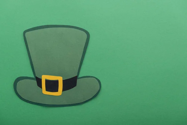 Ovanifrån Papper Hatt Isolerad Grön Med Kopia Utrymme Patrick Dag — Stockfoto