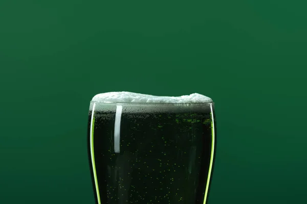 Glass Beer Foam Isolated Green Copy Space Patrick Day Concept — Stock Photo, Image