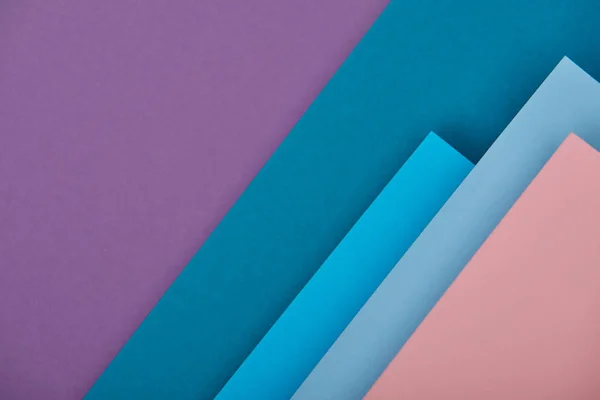 Top View Purple Blue Pink Paper Sheets Copy Space — Stock Photo, Image