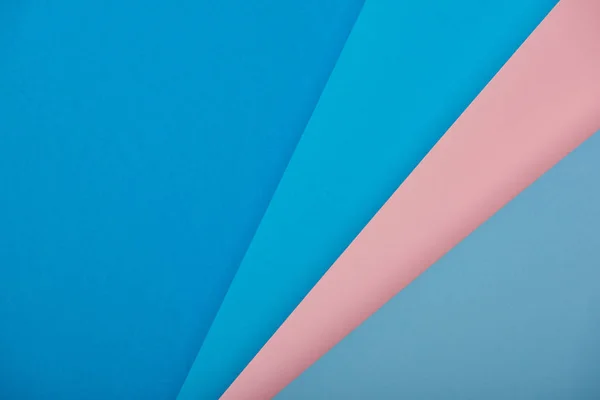 Bovenaanzicht Van Blauwe Roze Papier Vellen Met Kopie Ruimte — Stockfoto