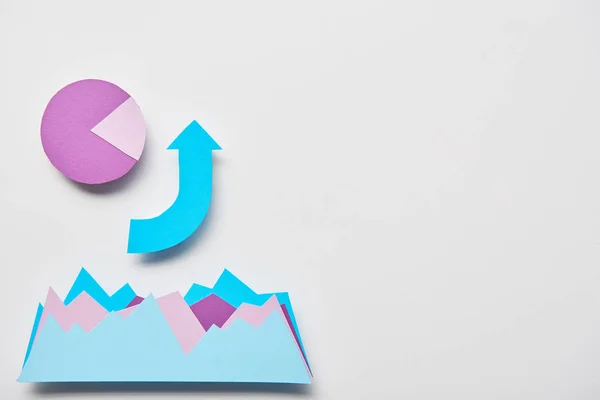 Top View Charts Graphs Pointer Made Paper White Background — Stock Photo, Image