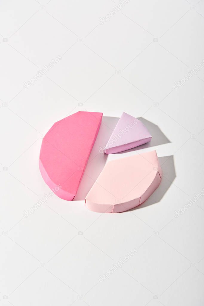 pink and purple parts of paper figure chart on white background