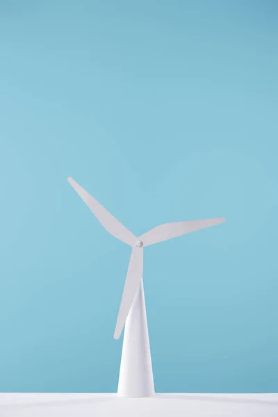 White Windmill Model Table Blue Background — Stock Photo, Image
