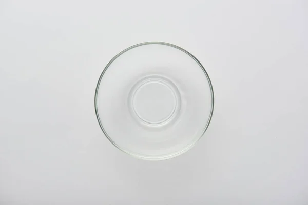 Top View Transparent Glass Bowl Grey Background — Stock Photo, Image
