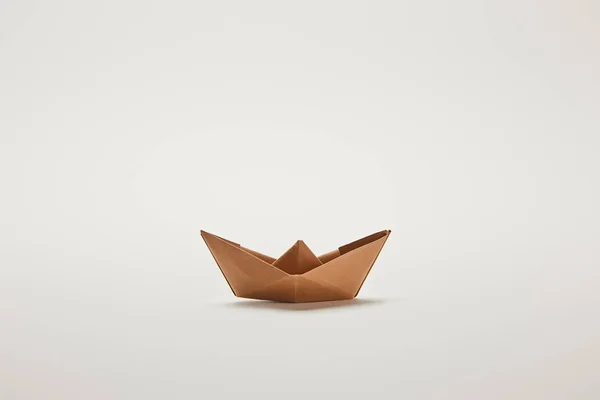 Paper Boat Grey Background Copy Space — Stock Photo, Image