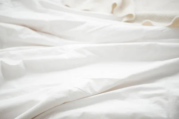 Selective Focus White Blanket Bedroom — Stock Photo, Image