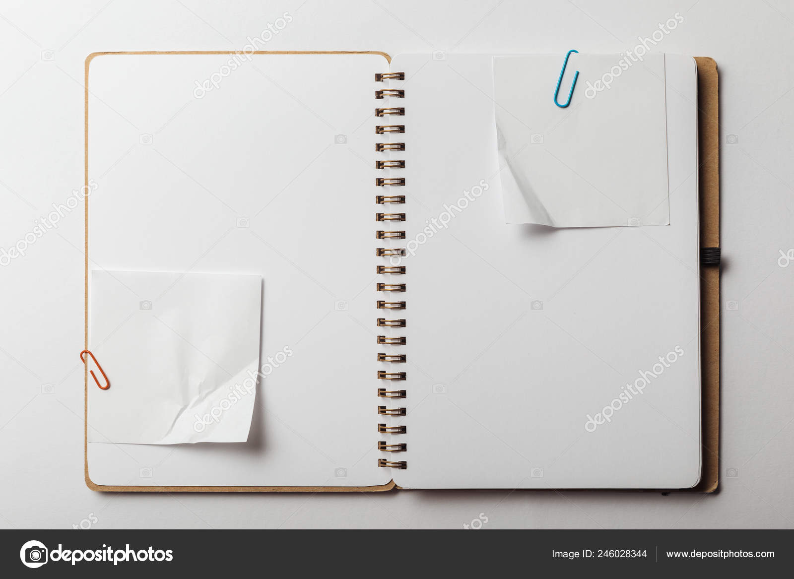 Top View Notebook Sticky Notes Paper Clips White Background Stock Photo By C Antonmatyukha Top View Notebook Sticky Notes Paper Clips White Background Stock Photo By C Antonmatyukha