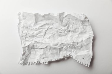 top view of blank squared crumpled page on white background clipart