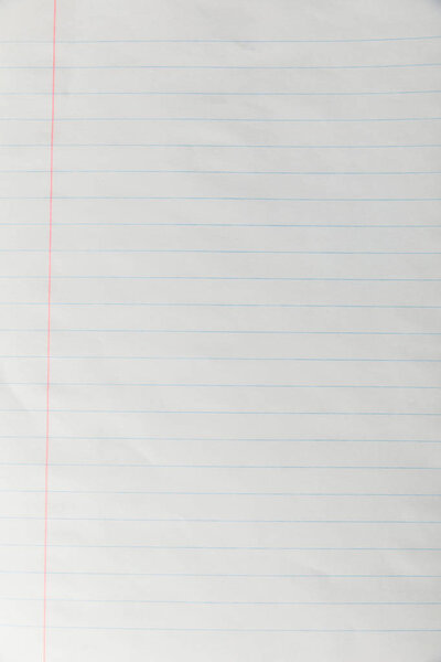 top view of blank lined paper sheet 
