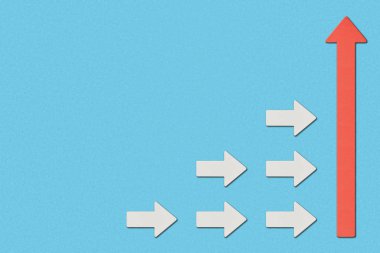 büyük kırmızı tanıtıcısında konumu bir mavi arka plan ile beyaz oklardan Üstten Görünüm