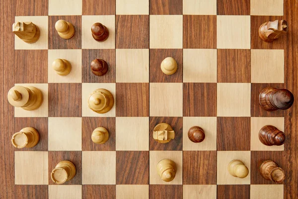 Top View Wooden Chess Board Chess — Stock Photo, Image