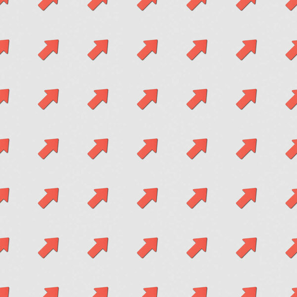 collage of diagonal red pointers on grey background, seamless background pattern
