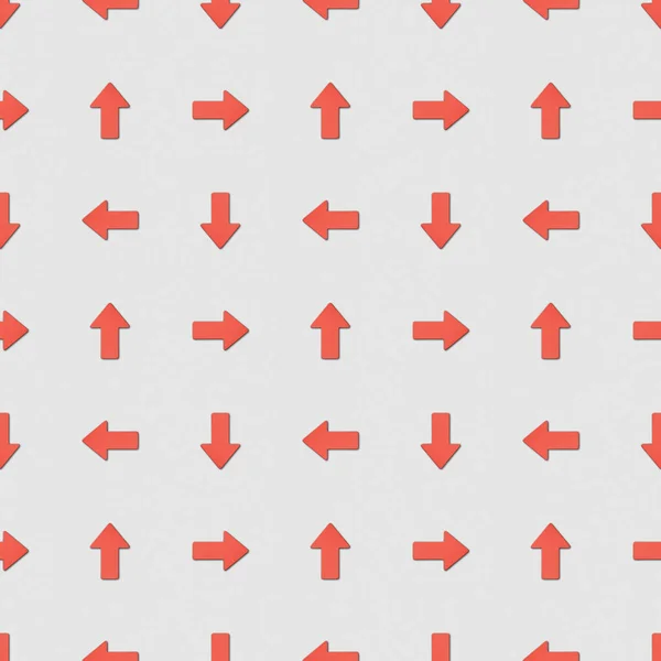 Collage Roter Zeiger Verschiedene Richtungen Auf Grauem Hintergrund Nahtloses Hintergrundmuster — Stockfoto