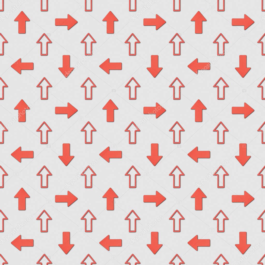 collage of different red pointers on grey background, seamless background pattern