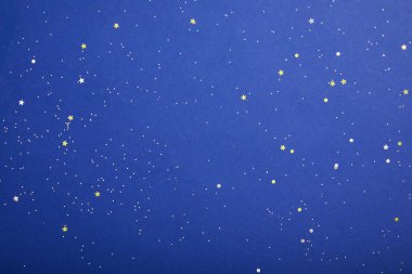top view of violet starry background with copy space, earth day concept clipart
