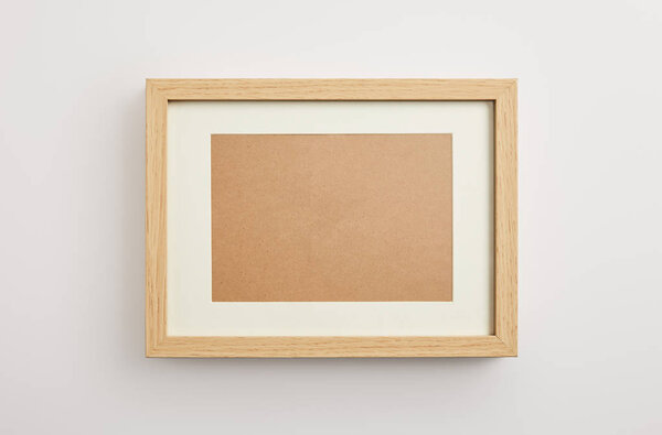 wooden decorative frame on white background 