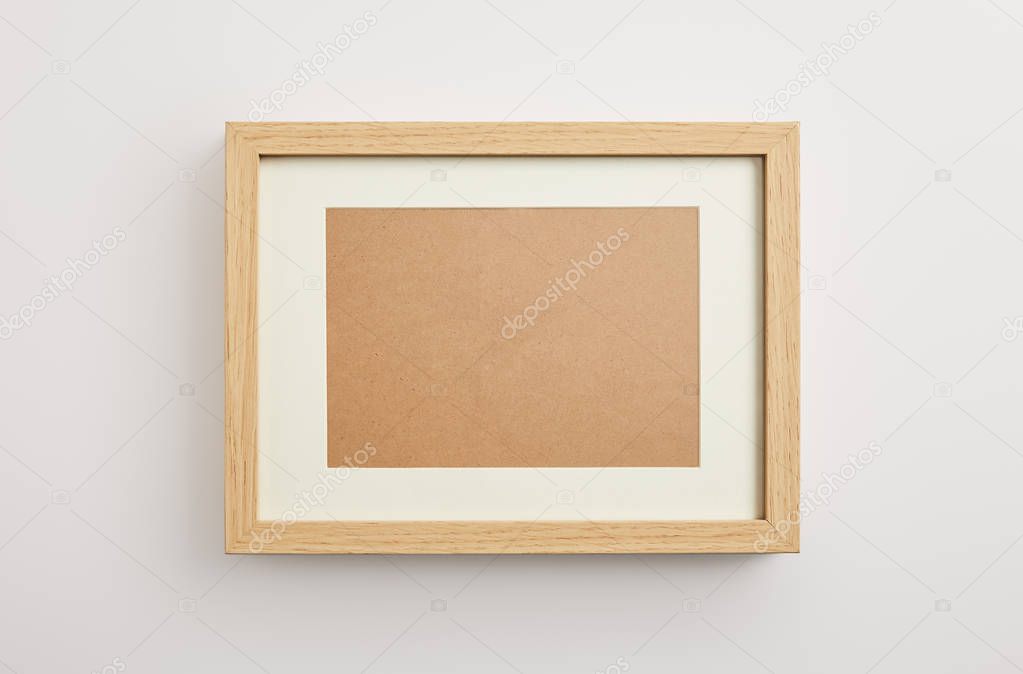 wooden decorative frame on white background 