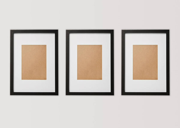 black blank square frames on white background