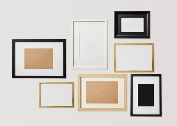 Lege Decoratieve Vierkante Frames Witte Achtergrond — Stockfoto