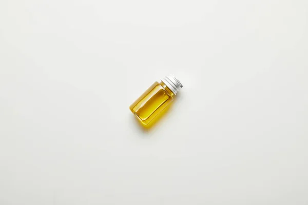 Top View Bottle Essential Oil White Background — Stock Photo, Image