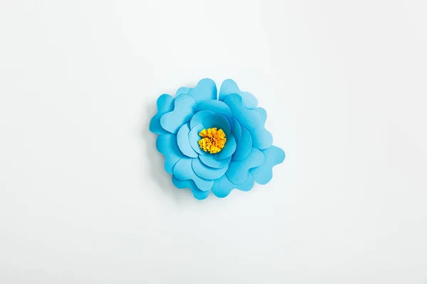 Κάτοψη Του Μπλε Χαρτί Λουλούδι Γκρι Φόντο — Φωτογραφία Αρχείου