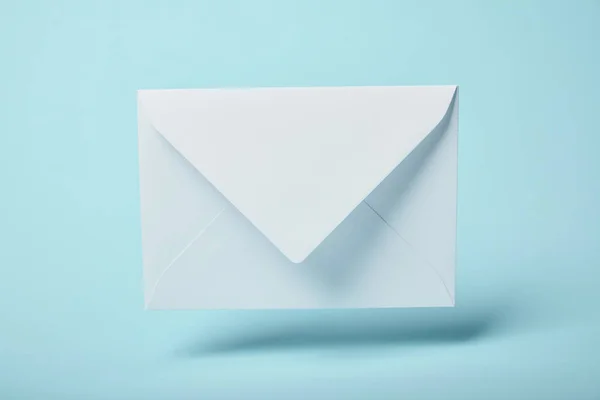 White Empty Envelope Blue Background Copy Space — Stock Photo, Image