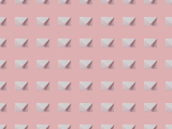 Pink Izole Beyaz Boş Zarf Ile Düz Yatıyordu Üstten Görünüm — Stok fotoğraf