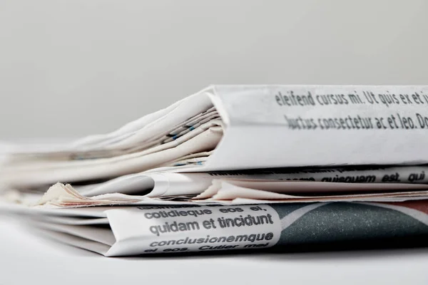 Selective Focus Newspapers Lettering Grey — Stock Photo, Image