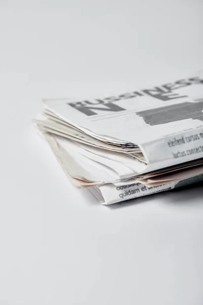 Selective Focus Business Newspapers Lettering White — Stock Photo, Image