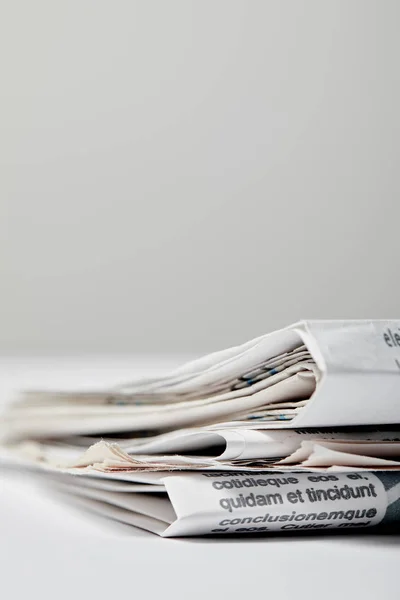 Selective Focus Newspapers Lettering Copy Space Grey — Stock Photo, Image