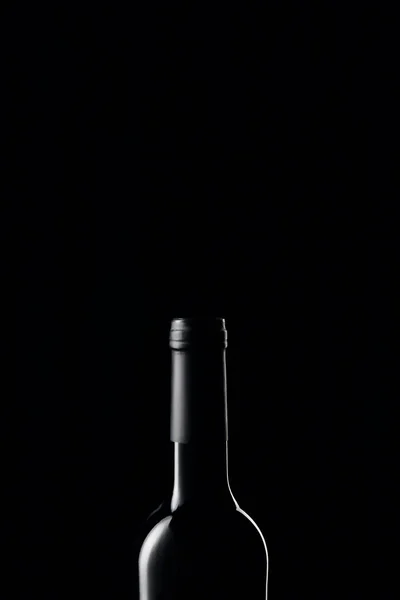 Glass Wine Bottle Darkness Isolated Black — Stock Photo, Image