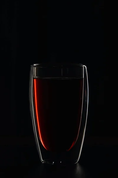 Glass Full Burgundy Red Wine Black — Stock Photo, Image