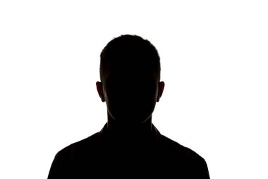 Beyaz üzerinde izole kamera görünümlü adam silüeti