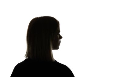 Beyaz üzerinde izole görünümlü kadın silüeti
