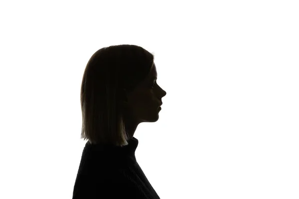 Zijaanzicht Van Vrouw Met Steil Haar Geïsoleerd Wit — Stockfoto