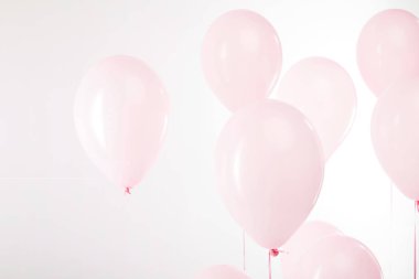 background with decorative pink air balloons on white clipart