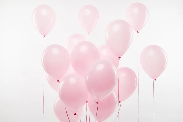 Bakgrund Med Bunt Dekorativa Rosa Air Ballonger Vit — Stockfoto