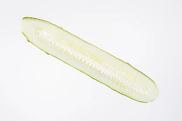 Fresh Green Cucumber Slice Grey Background — Stock Photo, Image