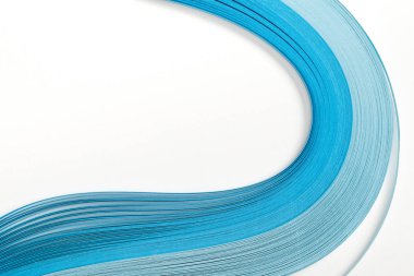 close up of wavy blue abstract paper lines on white background clipart
