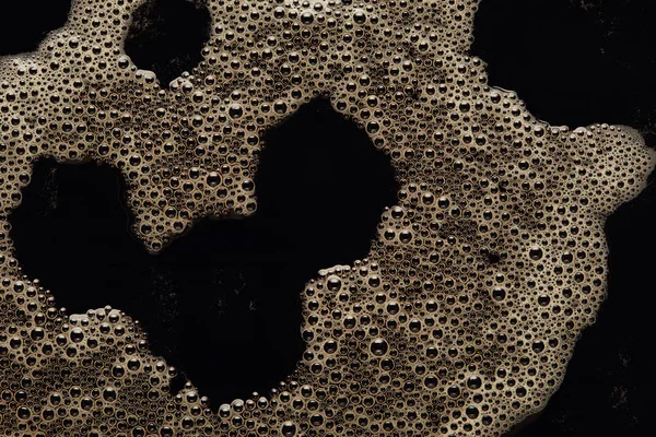 Textuur Met Zwarte Koffie Schuim Met Bubbels — Stockfoto