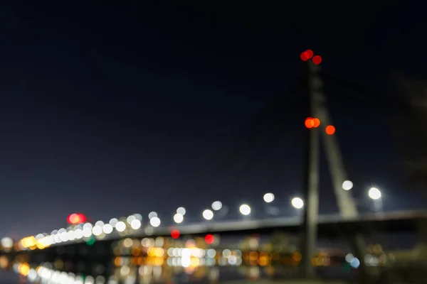 Bokeh Lichter Und Defokussierte Gebäude Dunkler Nacht — Stockfoto