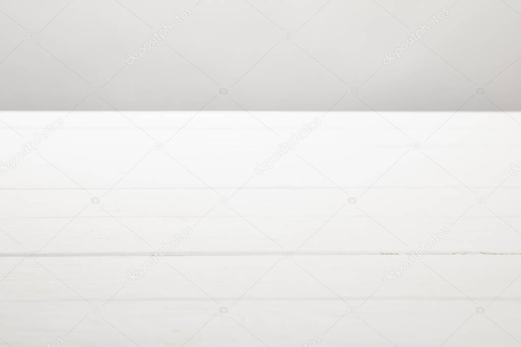 white wooden planks isolated on grey with copy space