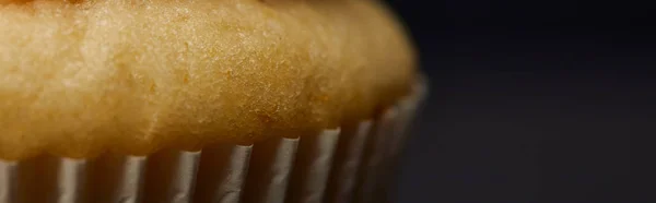 Панорамний Знімок Солодкого Смачного Торта Чорному — стокове фото