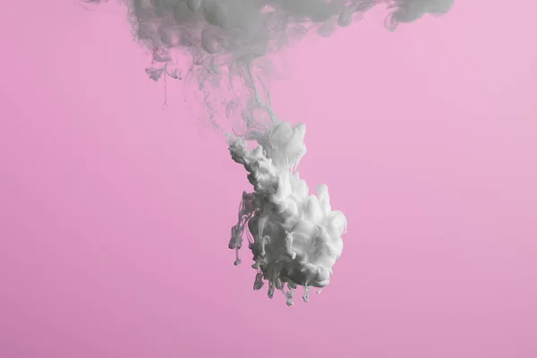 Close View White Paint Splash Water Isolated Pink — Stock Photo, Image